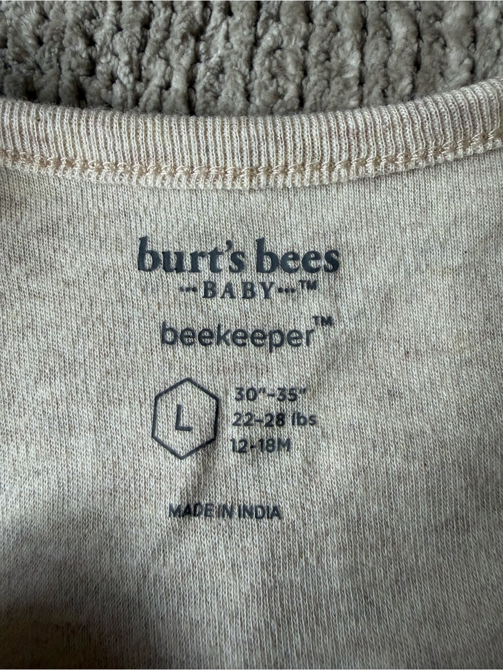 Burt’s Bees Baby Beekeeper Organic Cotton Wearable Blanket Sleep Sack 12-18M - Picture 2 of 5